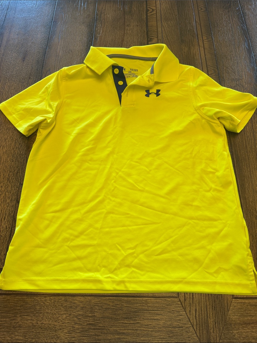 Under Armour Boys Bright Yellow Polo with Blue Trim